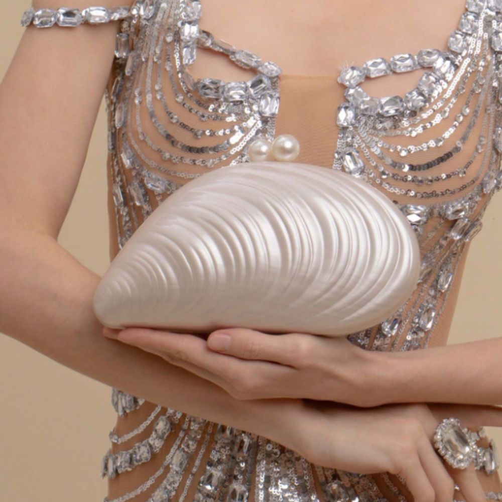Perle Sand Shell Acryl Schulter Box Kupplungen Abend Weibliche Abend Handtaschen Marke Neue Hochzeit Party Mädchen Strand Handtasche Taschen